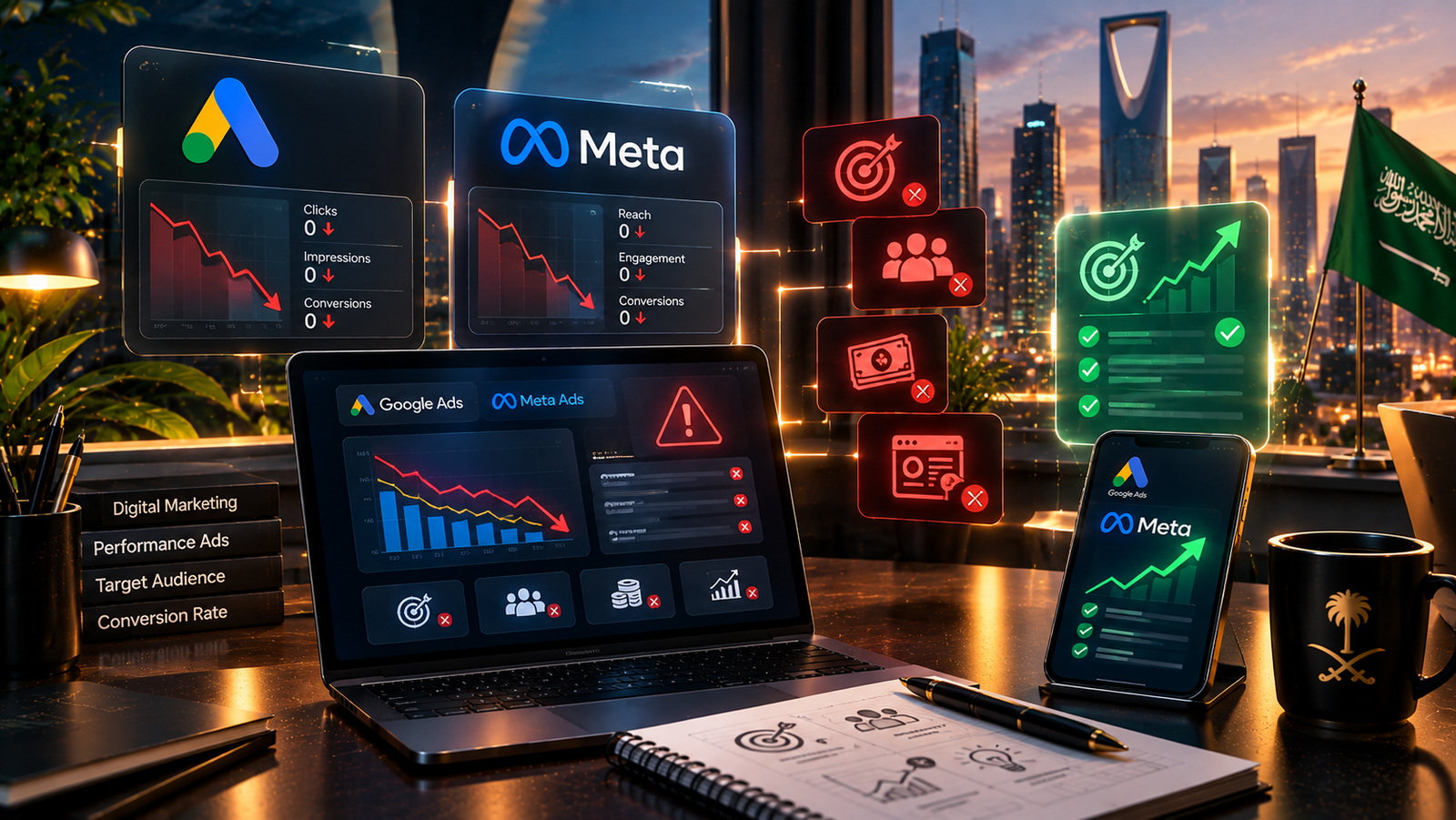 أسباب فشل الحملات الإعلانية المدفوعة (Google &amp; Meta) في السوق السعودي وكيف تتجنبها؟